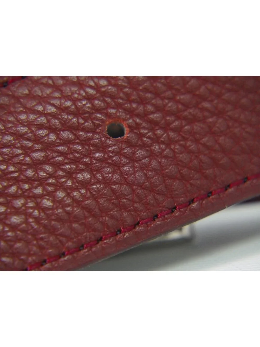 Hermes Constance Belt Reversible Leather Bordeaux Black Silver Vintage